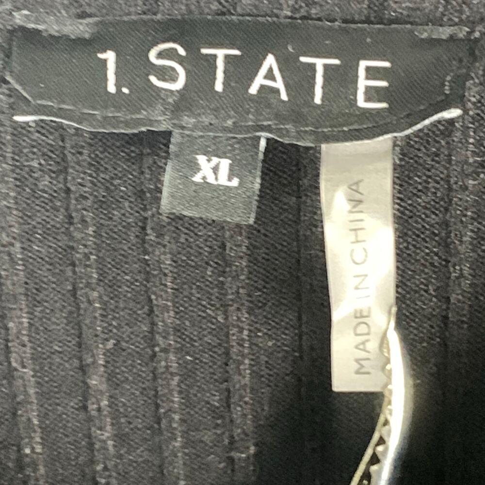 1. STATE Black Rib Knit Cut-Out V-Neck Top NWT Size XL - Picture 5 of 8